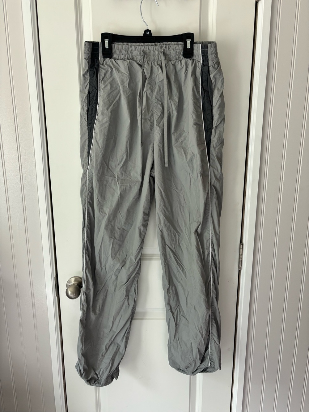 Hollister Light Gray Track Joggers with Black Side Panels